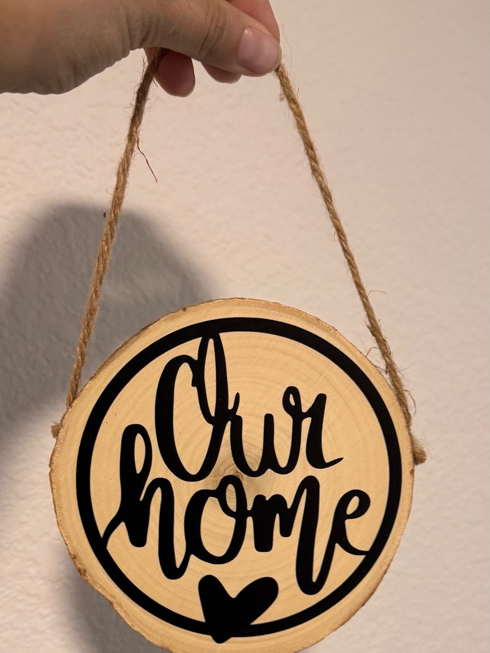 Our Home Round Wood Wall Hanging - Black on Natural